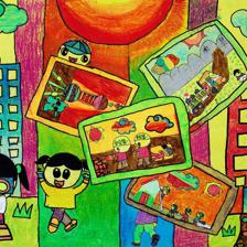 慶六一兒童畫_兒童畫_親子圖庫